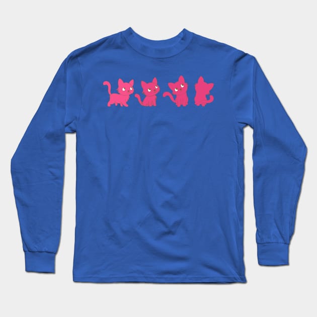 Pink thinking cat Long Sleeve T-Shirt by EV Visuals